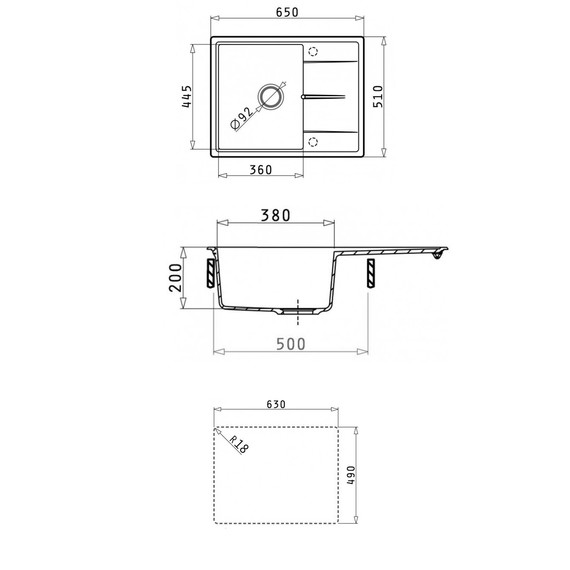Кухонная мойка Abber Quarz AQ2903B, чёрный фото 7