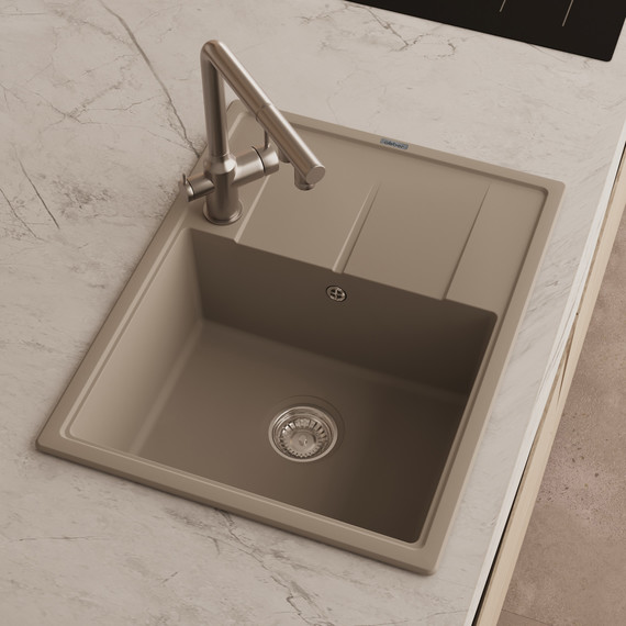 Кухонная мойка Abber Quarz AQ2903S, песочный фото 2