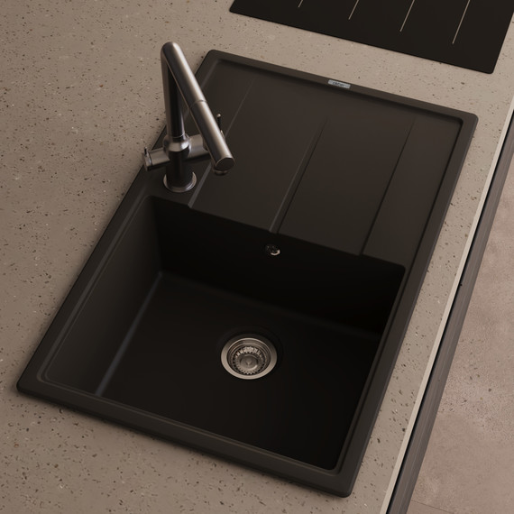 Кухонная мойка Abber Quarz AQ2904B, чёрный фото 2