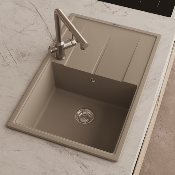 Кухонная мойка Abber Quarz AQ2904S, песочный фото 2