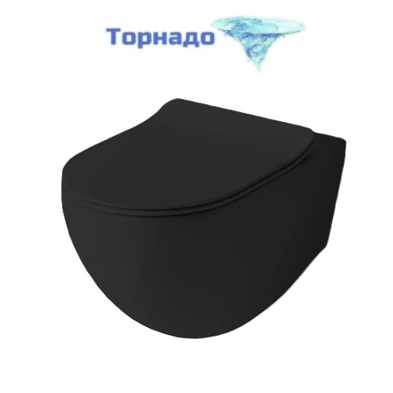 Унитаз подвесной безободковый ArtCeram File 2.0 FLV006 17 00, чёрный матовый (Система смыва торнадо) фото 