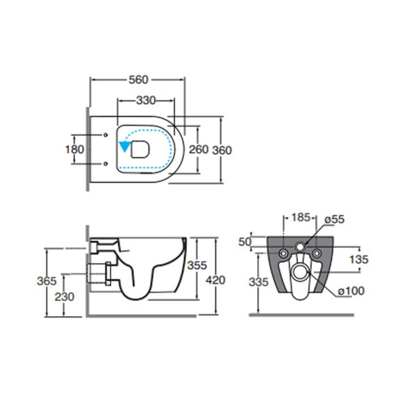 Унитаз подвесной безободковый Azzurra Lilac LIVCSP000000BI (Система смыва торнадо) фото 2