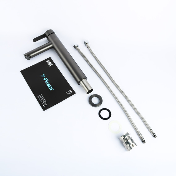 Смеситель для раковины высокий Fixsen NORDIC FX-8809F, графит фото 3