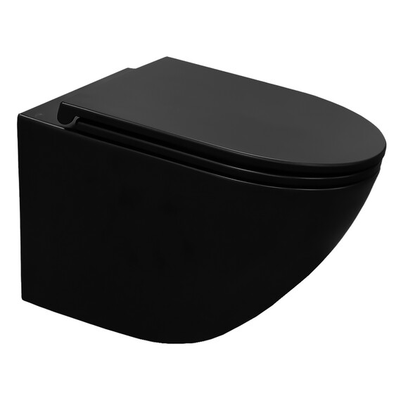 Унитаз подвесной безободковый Azario Grado AZ-0046-UQ3-MB с крышкой микролифт, чёрный матовый (Система смыва торнадо) фото 2