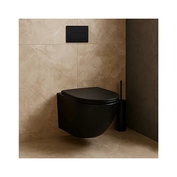 Унитаз подвесной безободковый Azario Grado AZ-0046-UQ3-MB с крышкой микролифт, чёрный матовый (Система смыва торнадо) фото 16