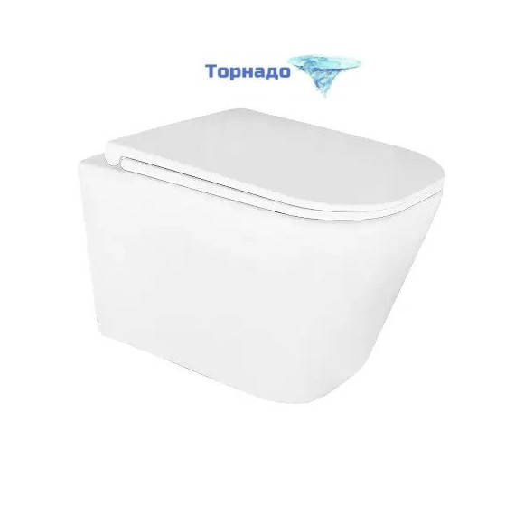 Унитаз подвесной безободковый Azario ESCONDA AZ-2805E с крышкой микролифт (Система смыва торнадо) -  Унитаз подвесной безободковый Azario ESCONDA AZ-2805E с крышкой микролифт (Система смыва торнадо) фото