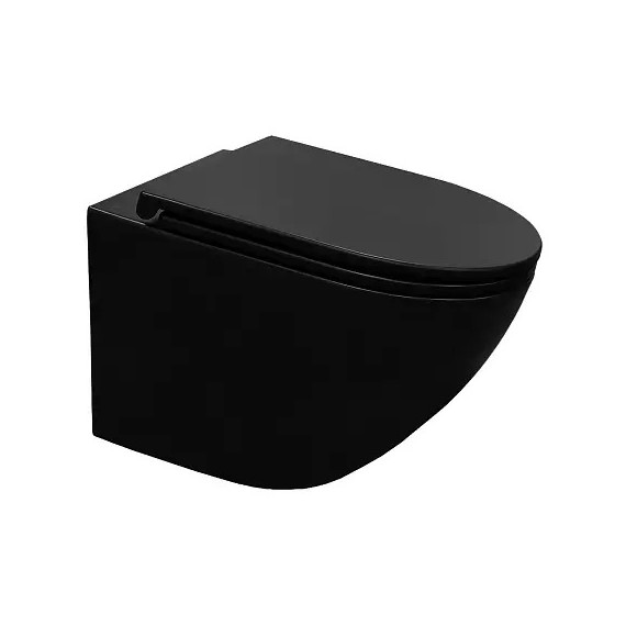 Унитаз подвесной безободковый Azario Grado AZ-0046-UQ3-MB с крышкой микролифт, чёрный матовый (Система смыва торнадо) фото 3