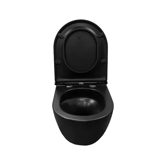 Унитаз подвесной безободковый Azario Grado AZ-0046-UQ3-MB с крышкой микролифт, чёрный матовый (Система смыва торнадо) фото 6