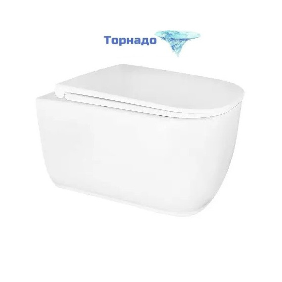 Унитаз подвесной безободковый Azario RIANO AZ-2808E с крышкой микролифт (Система смыва торнадо) -  Унитаз подвесной безободковый Azario RIANO AZ-2808E с крышкой микролифт (Система смыва торнадо) фото
