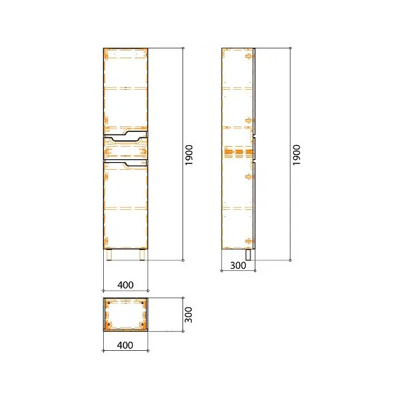 Пенал напольный Azario Kantri 40 см CS00097262, белый глянцевый фото 5