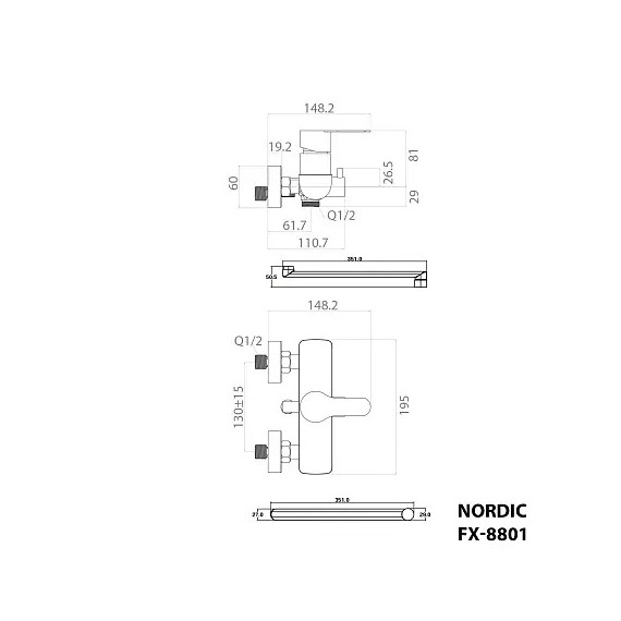 Смеситель для ванны Fixsen NORDIC FX-8801 фото 8