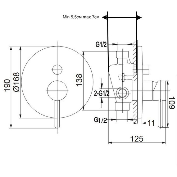 Душевая система для ванны Grocenberg GB5001BL, чёрный матовый фото 3