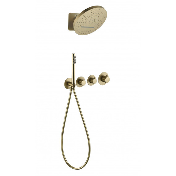 Душевая система для душа с термостатом Grocenberg GB5020MG, матовое золото фото 