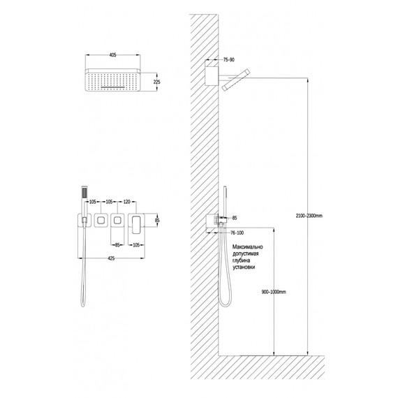 Душевая система для ванны Grocenberg GB5030MG, матовое золото фото 2