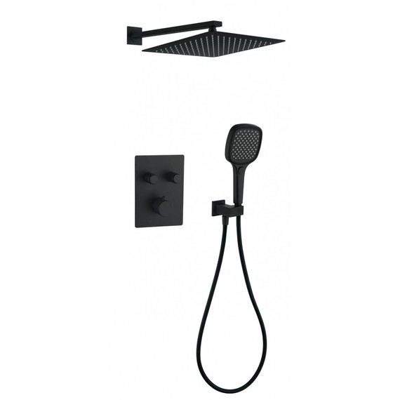 Душевая система для душа с термостатом Grocenberg GB5040BL, чёрный матовый фото 