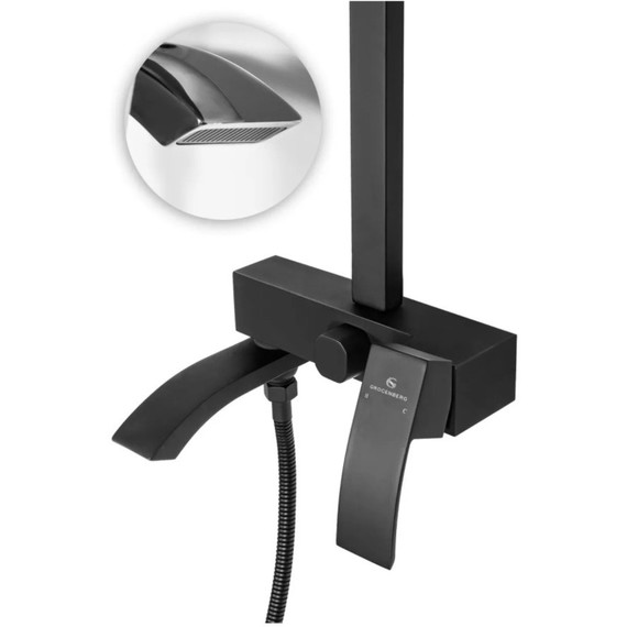 Душевая стойка с изливом Grocenberg GB7007-1BL, чёрный матовый фото 7