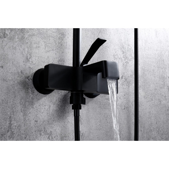 Душевая стойка с изливом Grocenberg GB7090BL, чёрный матовый фото 2