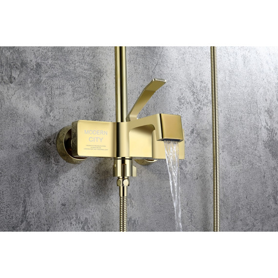 Душевая стойка с изливом Grocenberg GB7090MG, матовое золото фото 2