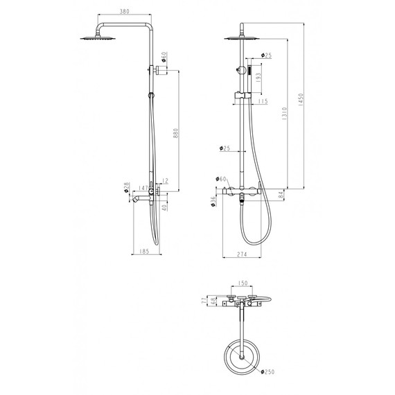 Душевая стойка с изливом Grocenberg GB7099GL, брашированное золото фото 2