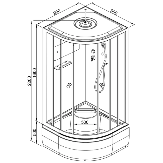 Душевая кабина Avacan 100x100 см B10SELBLACK, хром/матовое (безсиликоновая сборка) фото 21