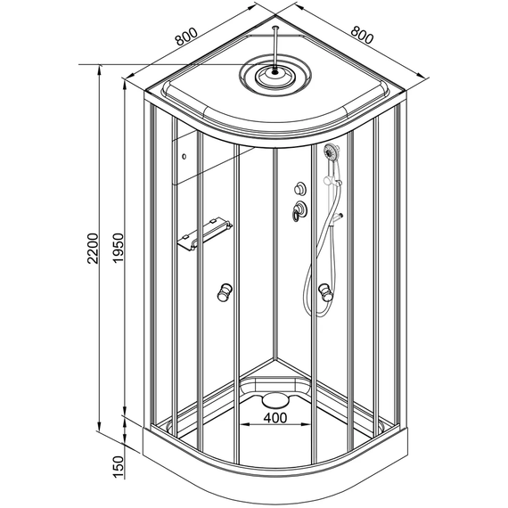 Душевая кабина Avacan 80x80 см D08S, хром/матовое (безсиликоновая сборка) фото 28