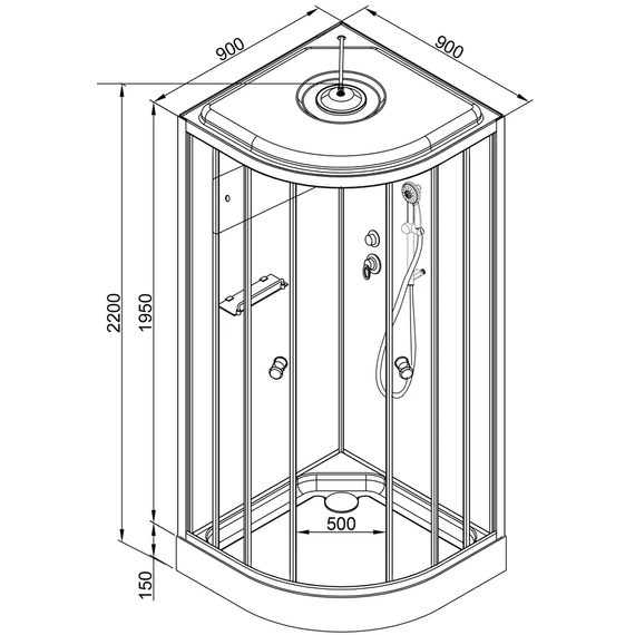 Душевая кабина Avacan 90x90 см D09SEL, хром/матовое (безсиликоновая сборка) фото 27