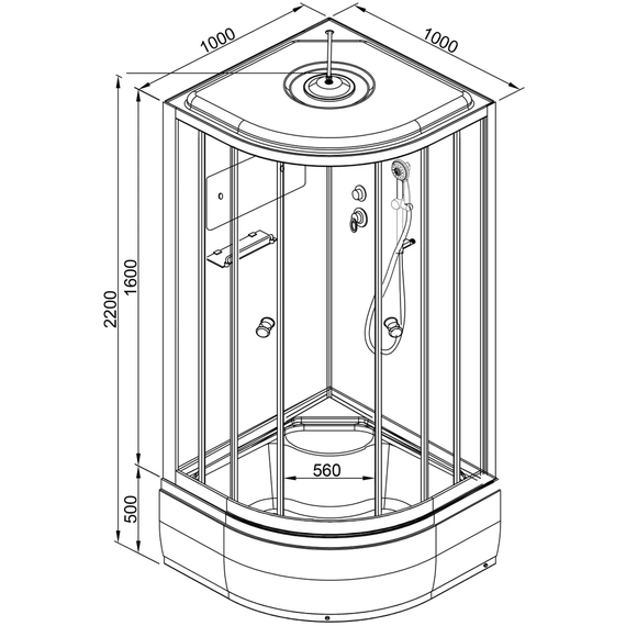 Душевая кабина Avacan 100x100 см D10S, хром/матовое (безсиликоновая сборка) фото 23