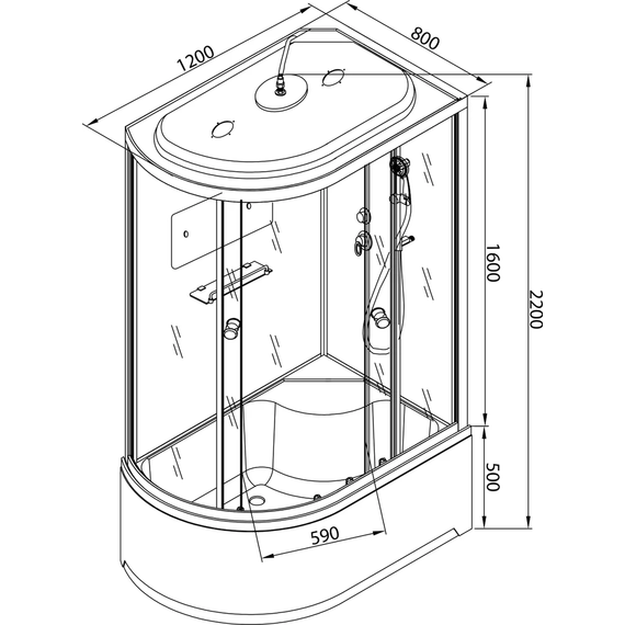 Душевая кабина Avacan 120x80 см D120SR, хром/матовое (безсиликоновая сборка) фото 24
