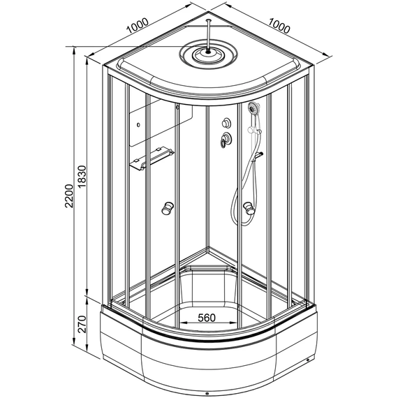 Душевая кабина Avacan 100x100 см D271SEL, хром/матовое (безсиликоновая сборка) фото 35