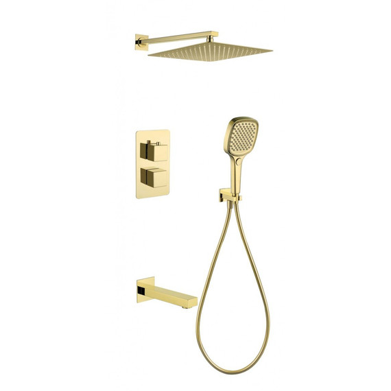 Душевая система для душа с термостатом Grocenberg GB5050GO, золото фото 