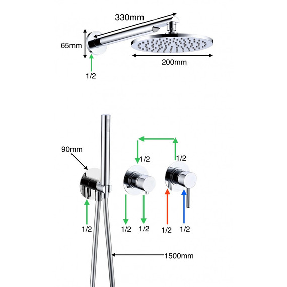 Душевая система для ванны Grocenberg GB5090BG, графит фото 2