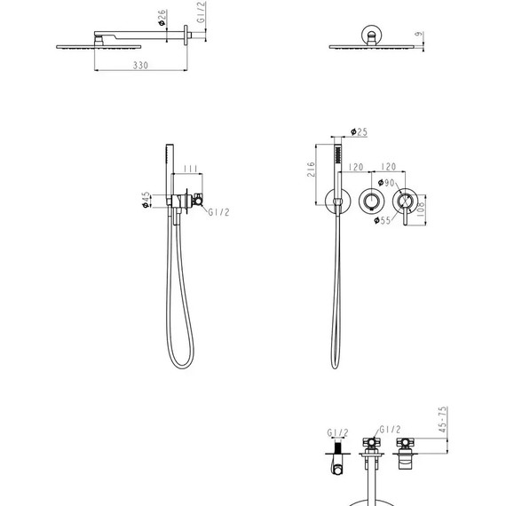 Душевая система для ванны Grocenberg GB5090NK, никель фото 3