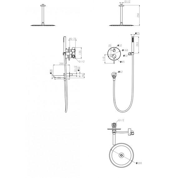 Душевая система для ванны Grocenberg GB5099BG-2, графит фото 2
