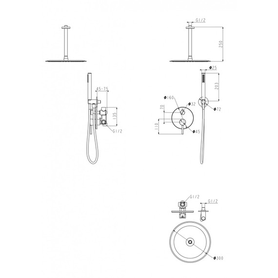 Душевая система для ванны Grocenberg GB5099BG-4, графит фото 2