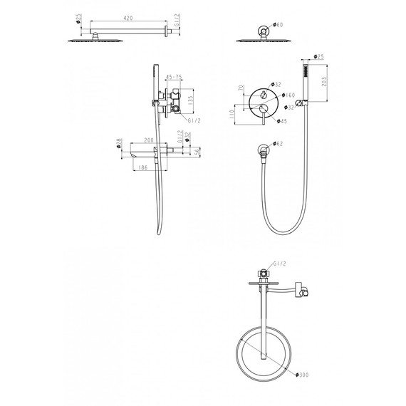 Душевая система для ванны Grocenberg GB5099CR-1 фото 2