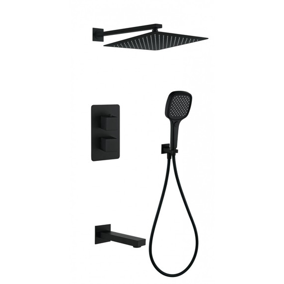 Душевая система для душа с термостатом Grocenberg GB5050BL, чёрный матовый фото 