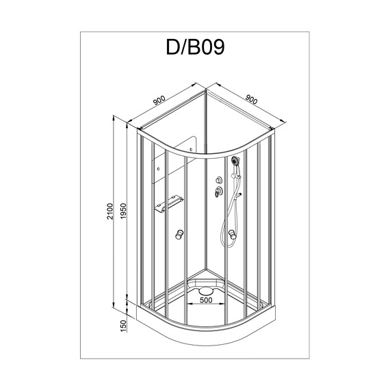 Душевая кабина Avacan 90x90 см D09, хром/матовое (безсиликоновая сборка) фото 24