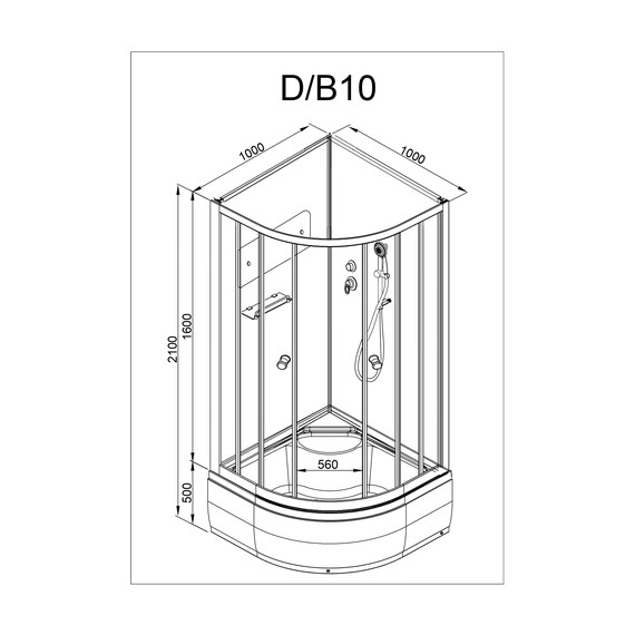 Душевая кабина Avacan 100x100 см D10, хром/матовое (безсиликоновая сборка) фото 23