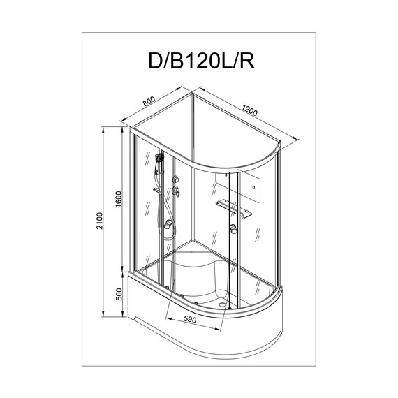 Душевая кабина Avacan 120x80 см D120R, хром/матовое (безсиликоновая сборка) фото 19
