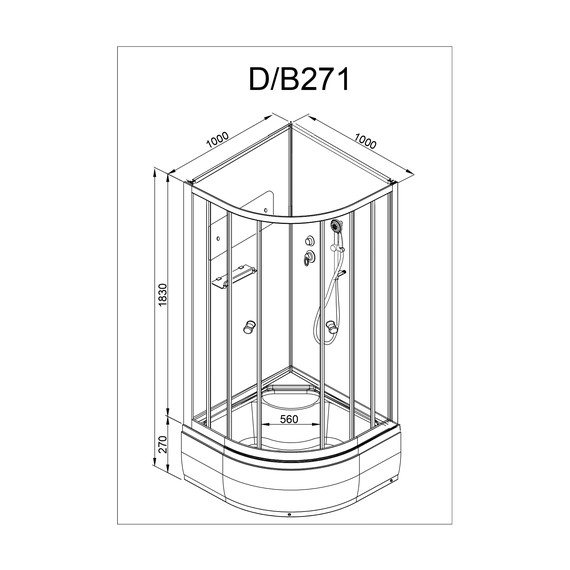 Душевая кабина Avacan 100x100 см D271, хром/матовое (безсиликоновая сборка) фото 16