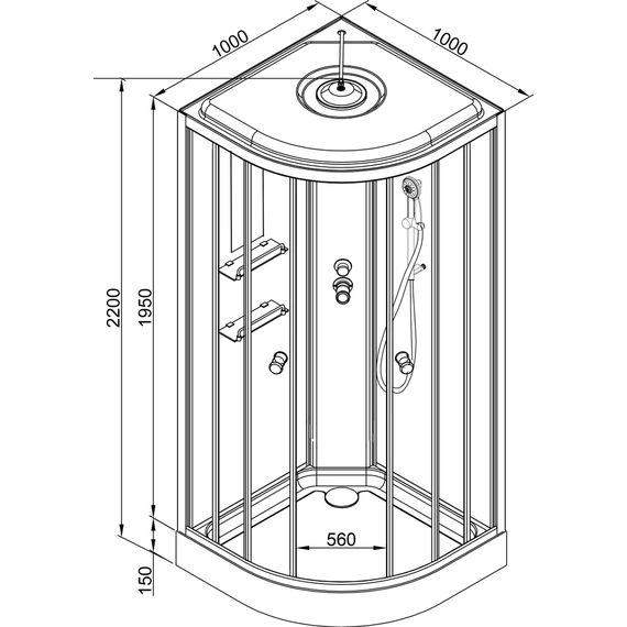 Душевая кабина Avacan 100x100 см EM1510, хром/узор (безсиликоновая сборка) фото 29