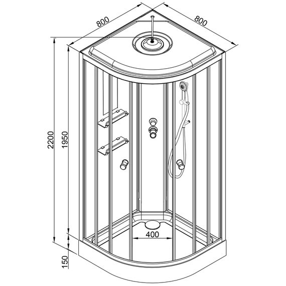 Гидробокс Avacan 80x80 см EM1580GM, хром/узор (безсиликоновая сборка) - 30 Гидробокс Avacan 80x80 см EM1580GM, хром/узор (безсиликоновая сборка) фото 30