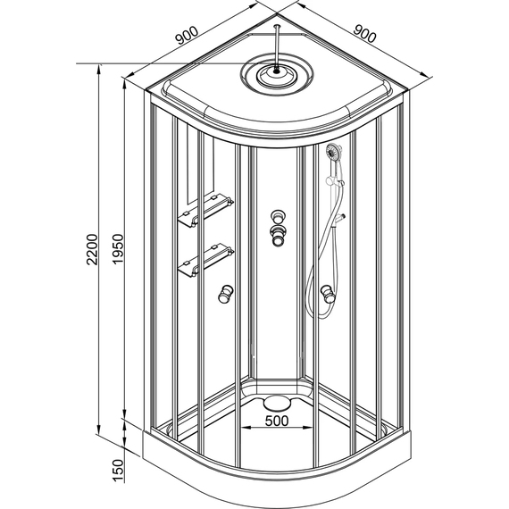 Душевая кабина Avacan 90x90 см EM1590EL, хром/узор (безсиликоновая сборка) фото 34