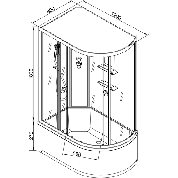 Душевая кабина Avacan 120x80 см EM2712L, хром/прозрачное (безсиликоновая сборка) фото 19