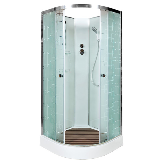 Душевая кабина Avacan 100x100 см EM1510N, белый/узор (безсиликоновая сборка) фото 
