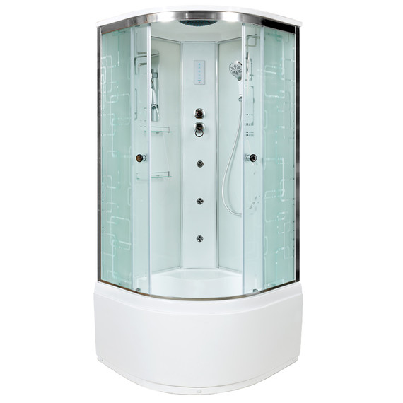 Гидробокс Avacan 100x100 см EM4510GM+EL, хром/узор (безсиликоновая сборка) -  Гидробокс Avacan 100x100 см EM4510GM+EL, хром/узор (безсиликоновая сборка) фото