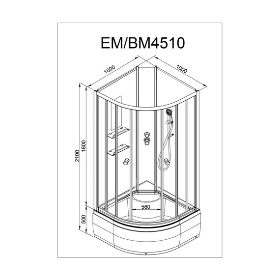 Душевая кабина Avacan 100x100 см EM4510N, белый/узор (безсиликоновая сборка) фото 19