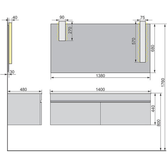 Тумба подвесная с раковиной Velvex Pulsus 140 см tpPUL.140-25, дуб сонома - 10 Тумба подвесная с раковиной Velvex Pulsus 140 см tpPUL.140-25, дуб сонома фото 10