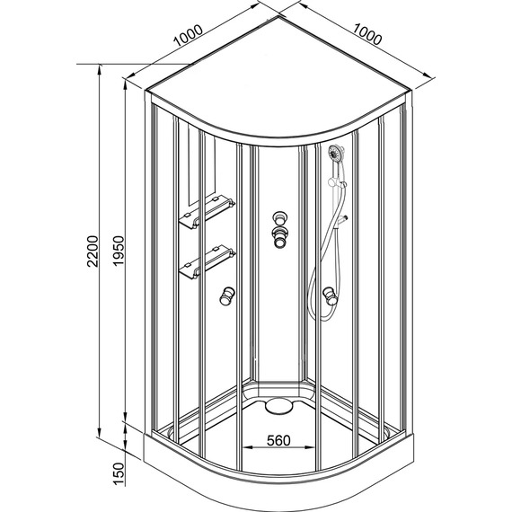 Гидробокс Avacan 100x100 см EM1510NLED+GM, хром/узор (безсиликоновая сборка) - 22 Гидробокс Avacan 100x100 см EM1510NLED+GM, хром/узор (безсиликоновая сборка) фото 22