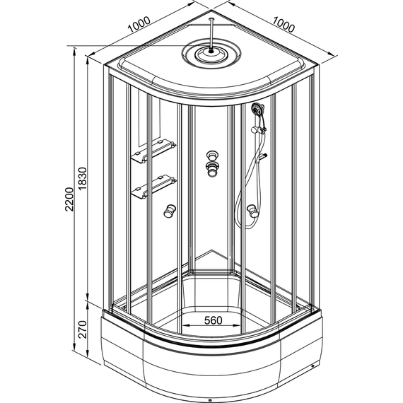 Душевая кабина Avacan 100x100 см EM2710LED, хром/узор (безсиликоновая сборка) - 25 Душевая кабина Avacan 100x100 см EM2710LED, хром/узор (безсиликоновая сборка) фото 25